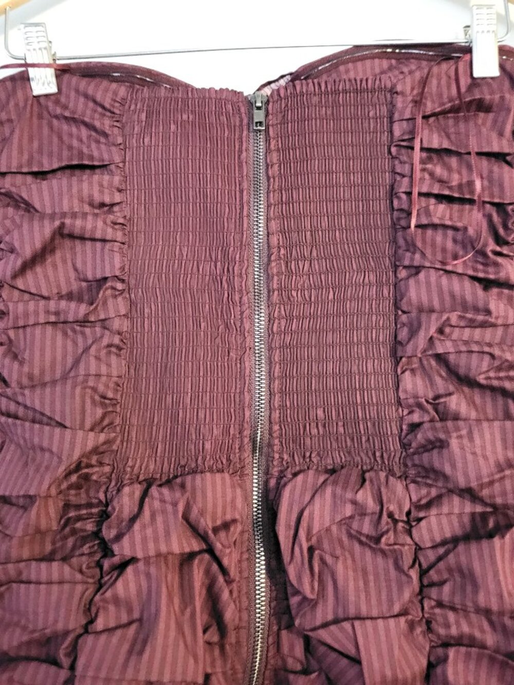 Urban Outfitters Ecote Camilla Strapless Cascading Ruffle Mini Dress Size L - Picture 7 of 7